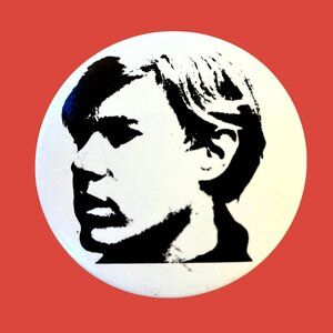Vintage 90's Andy Warhol Pop Artist Portrait Pin Button Pinback Metal